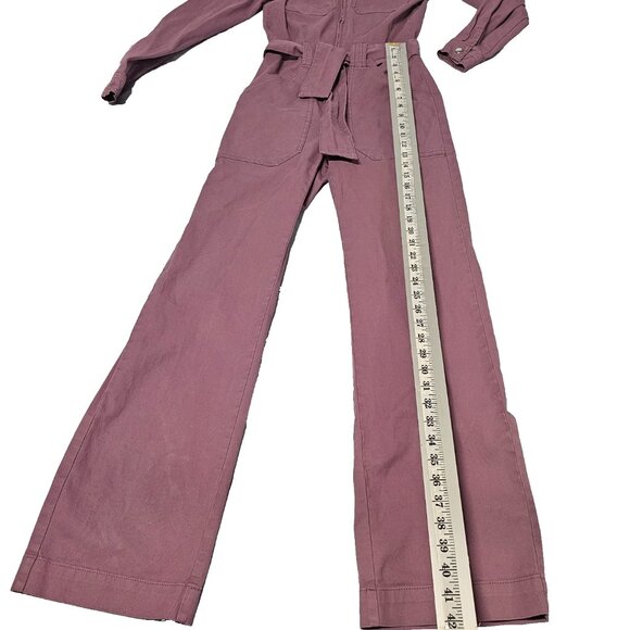 Sezane Paris Roby Women Jumpsuit Size 34 Grape Distressed - Picture 9 of 15